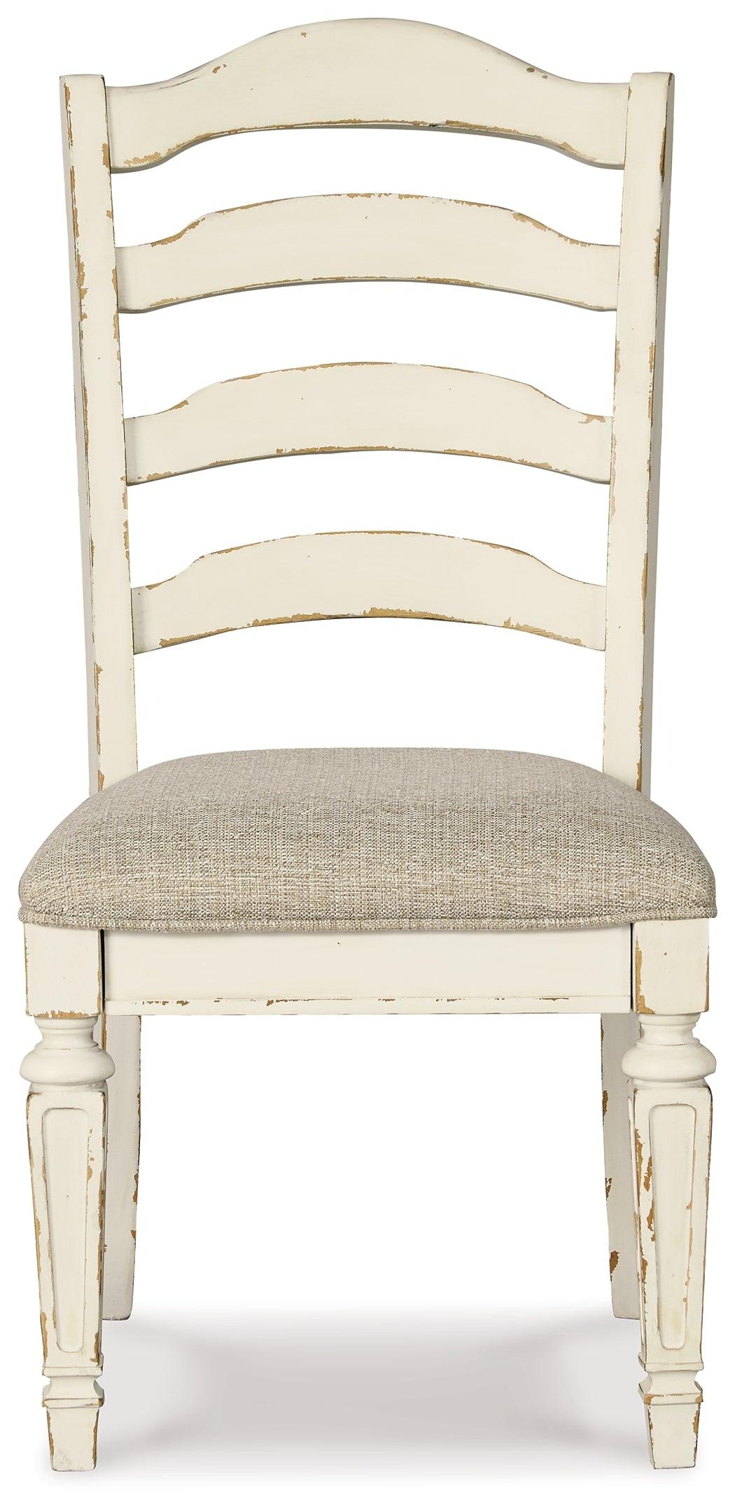 Back view of Realyn Chipped White Dining Chair