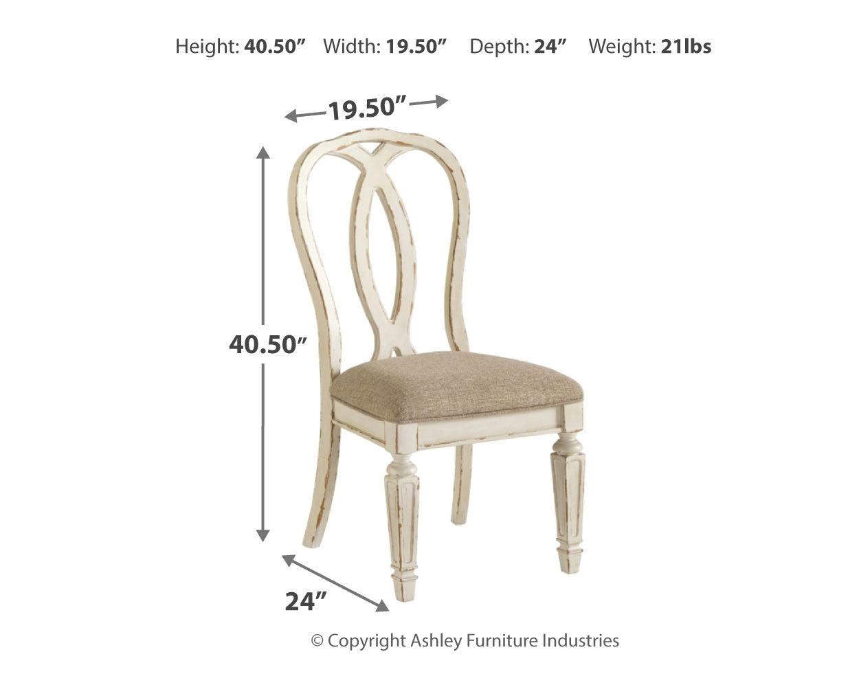 Realyn Dining Chair dimension diagram