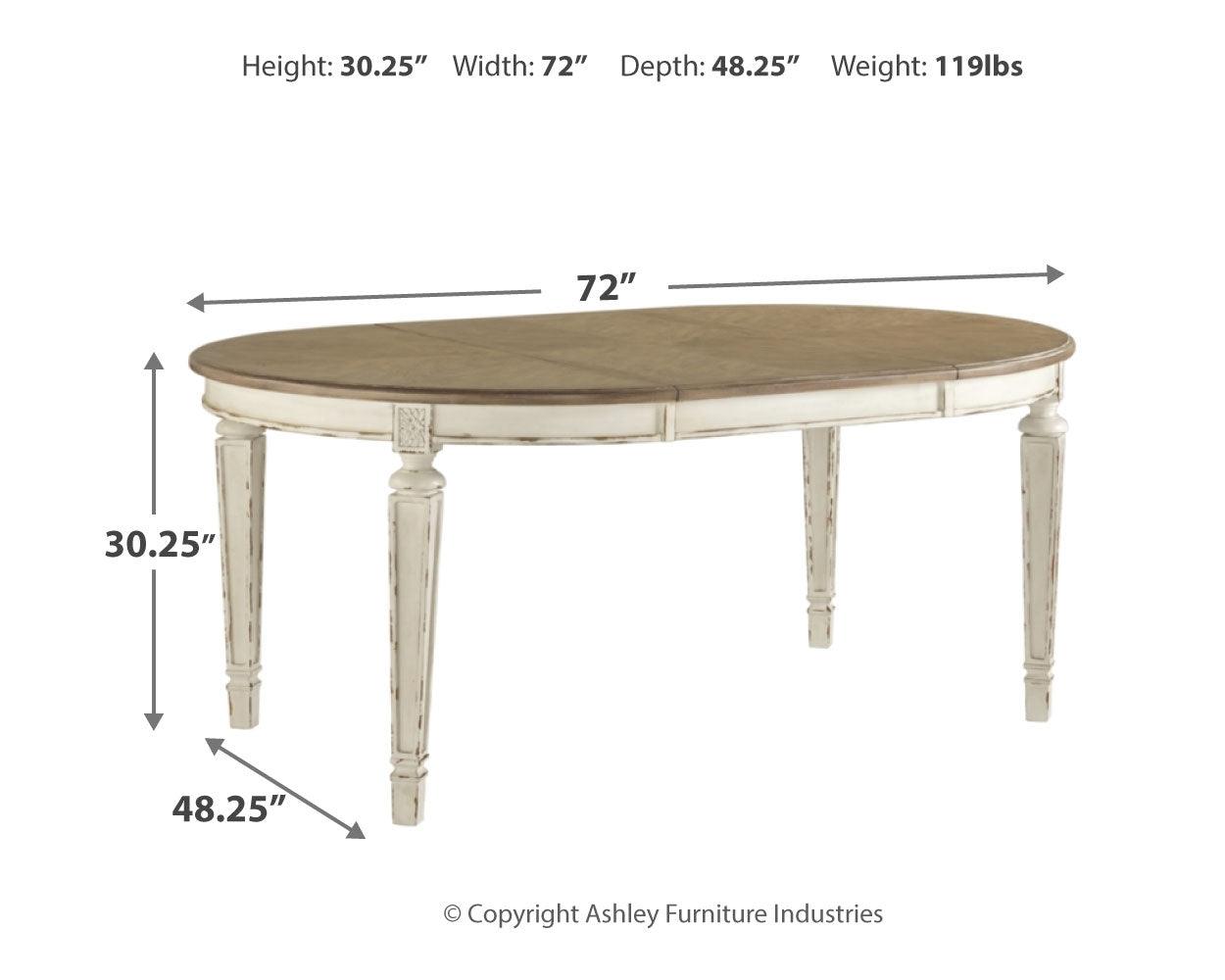 Realyn Table with dimensions overlay