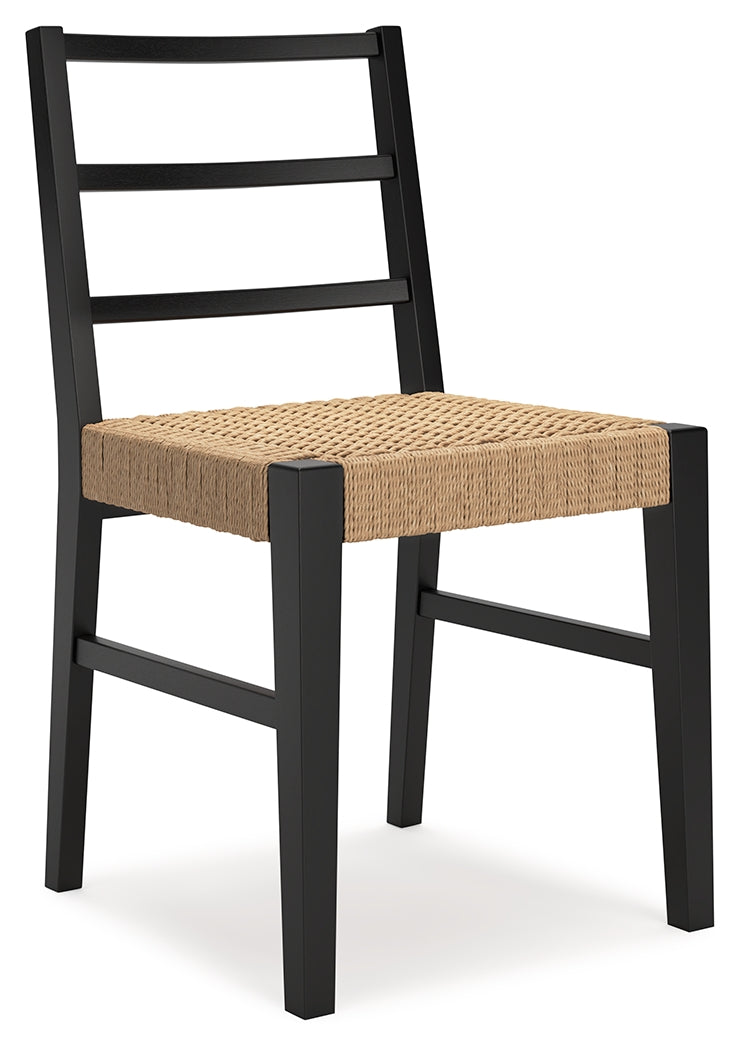 Isanti dining chair back view with solid wood frame