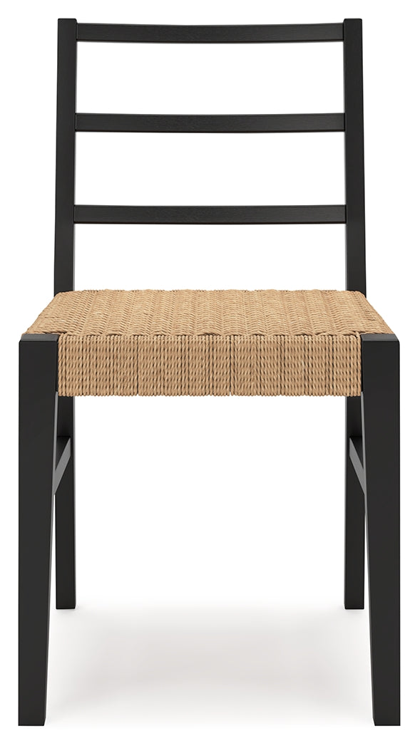 Close-up of woven synthetic rattan seat on Isanti chair