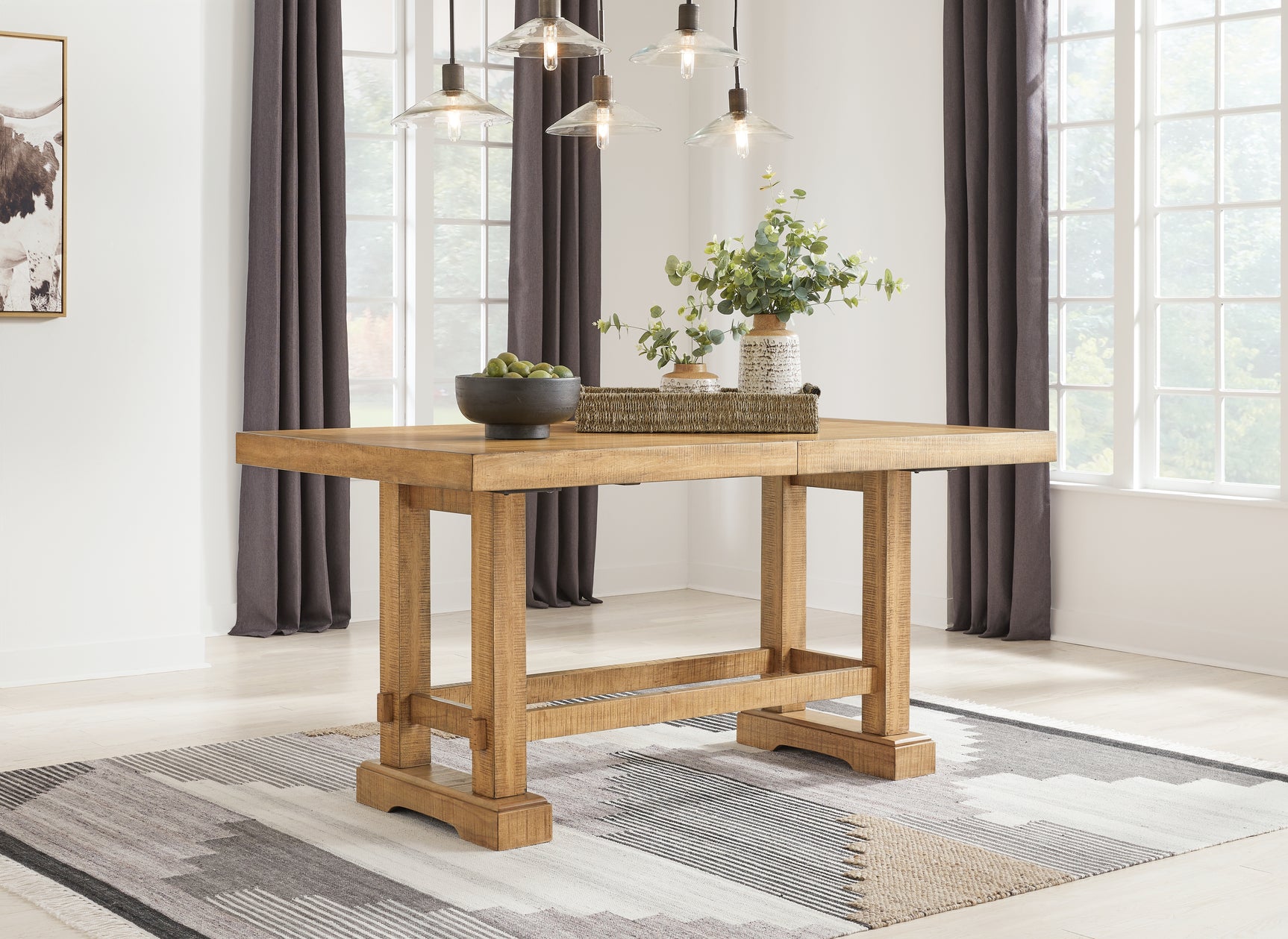 Havonplane brown counter height dining table with four barstools