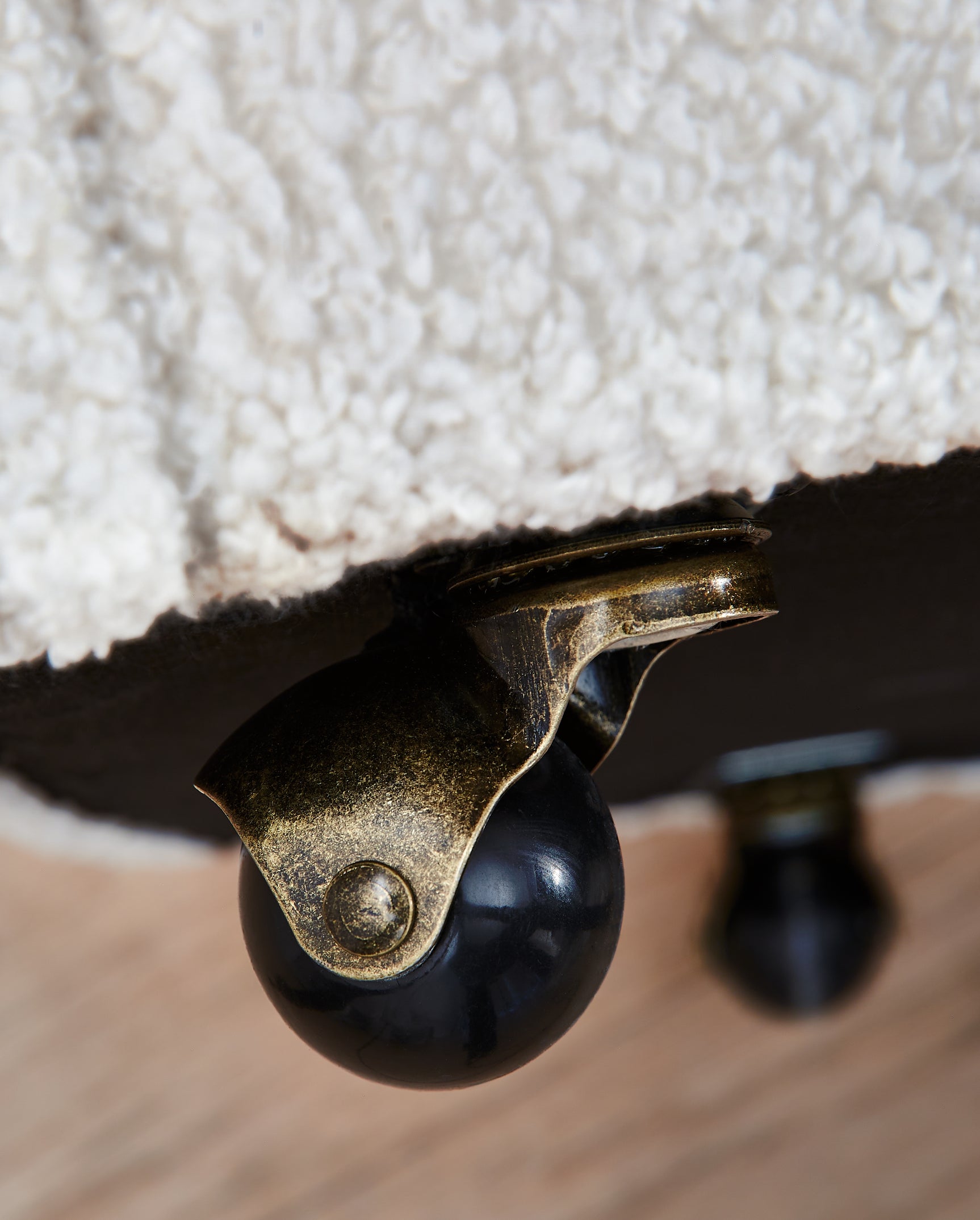 Detail of ivory boucle upholstery fabric