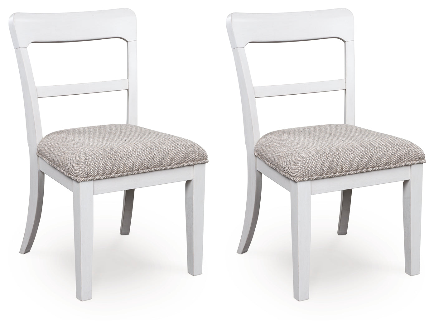 Side view of Greddinton white dining chair with foam cushioned seat