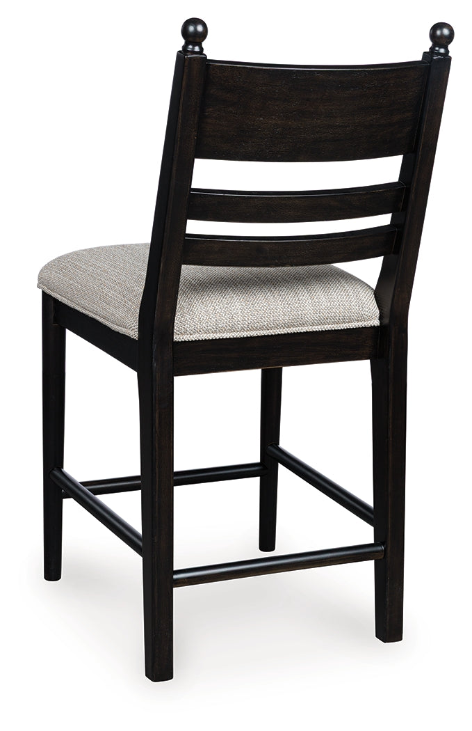 Greddinton black counter height barstool back angle