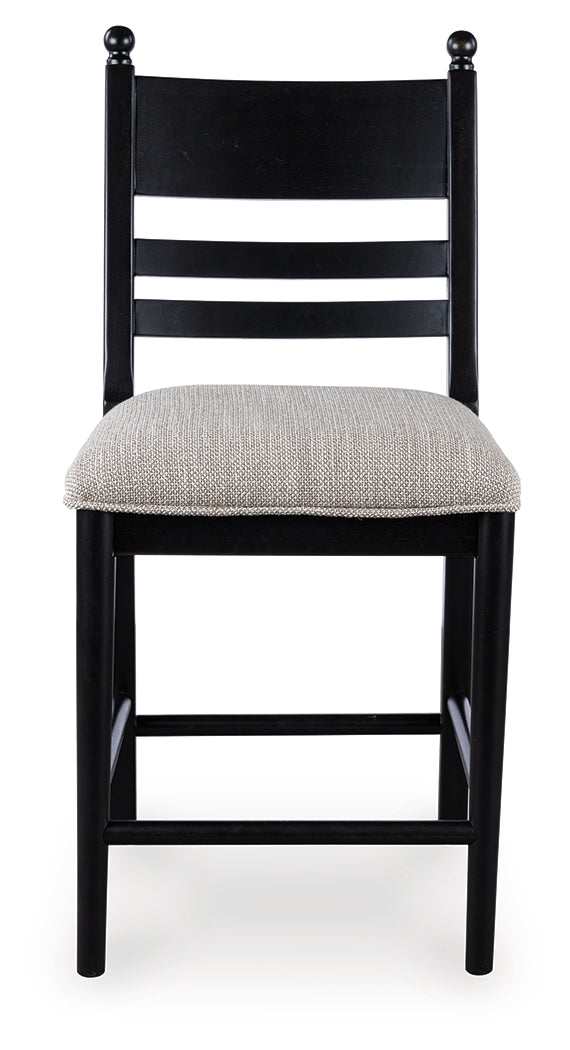 Greddinton black counter height barstool head-on alternate angle