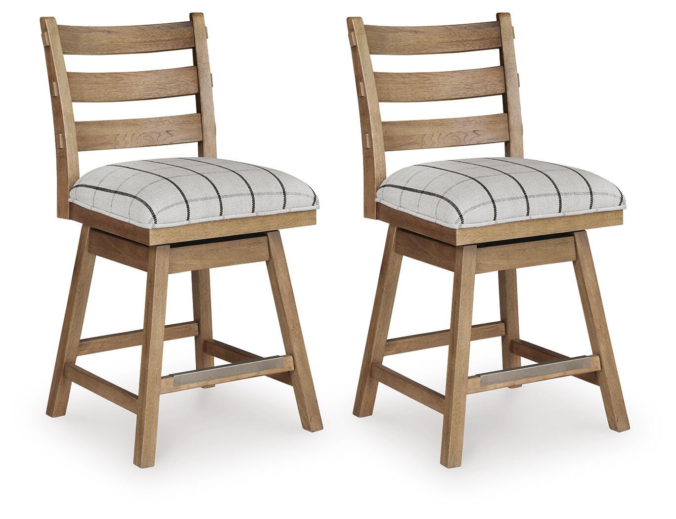 Ridgester Light Brown Next-Gen Nuvella™ Counter Height Swivel Barstool angled view