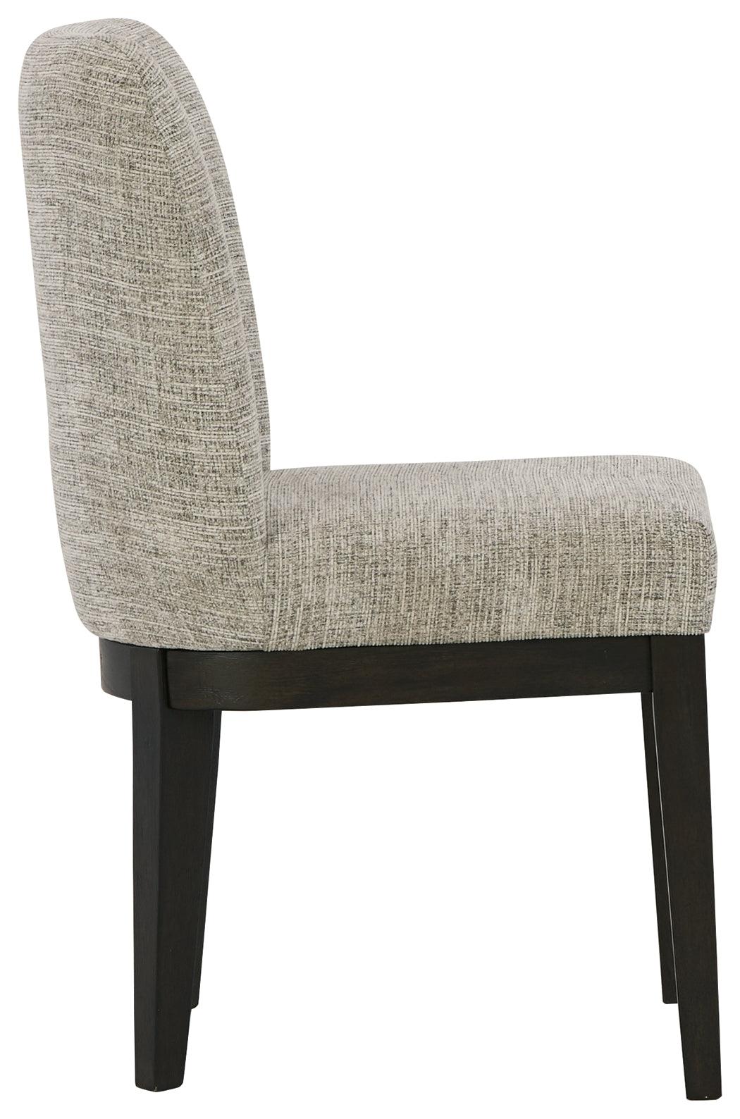Burkhaus Dark Brown Upholstered Dining Chair side angle