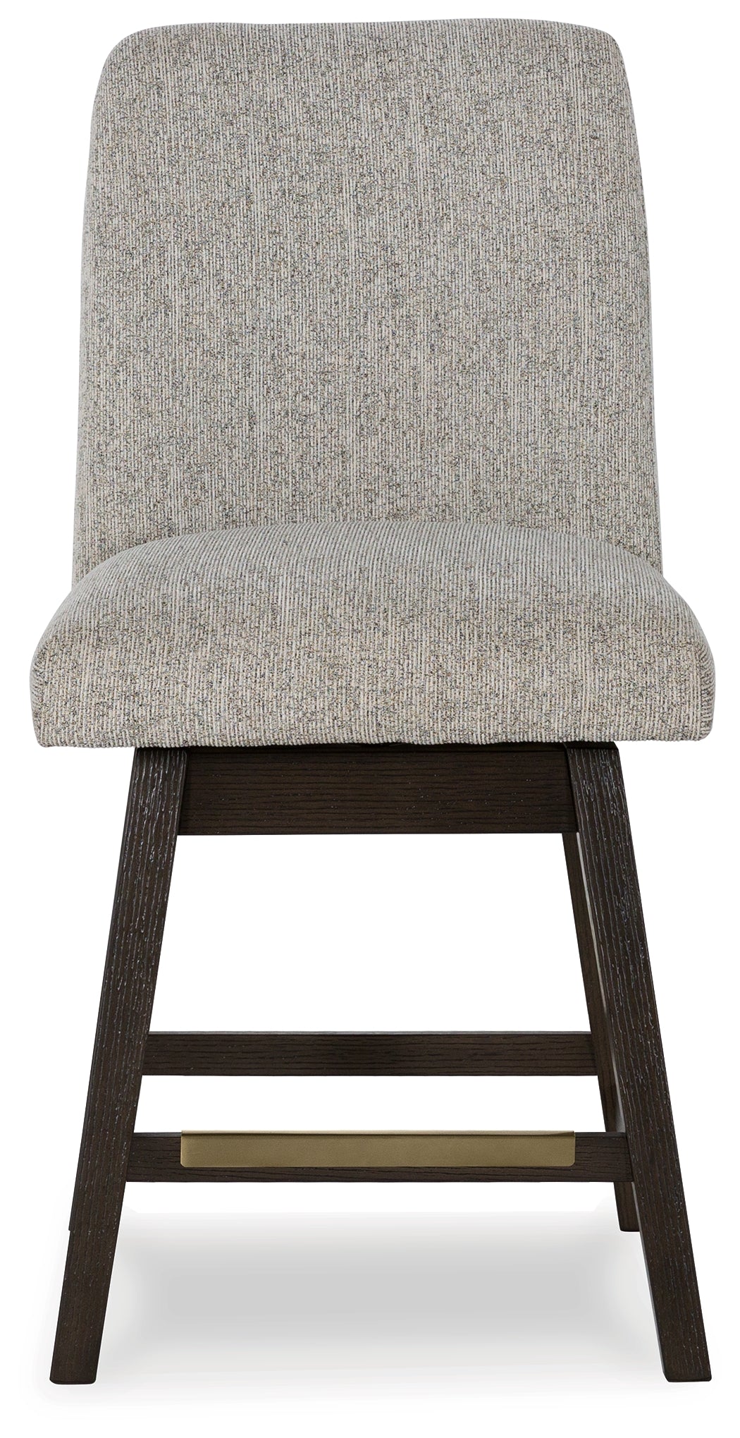 Side angle of barstool showing built-in storage compartment