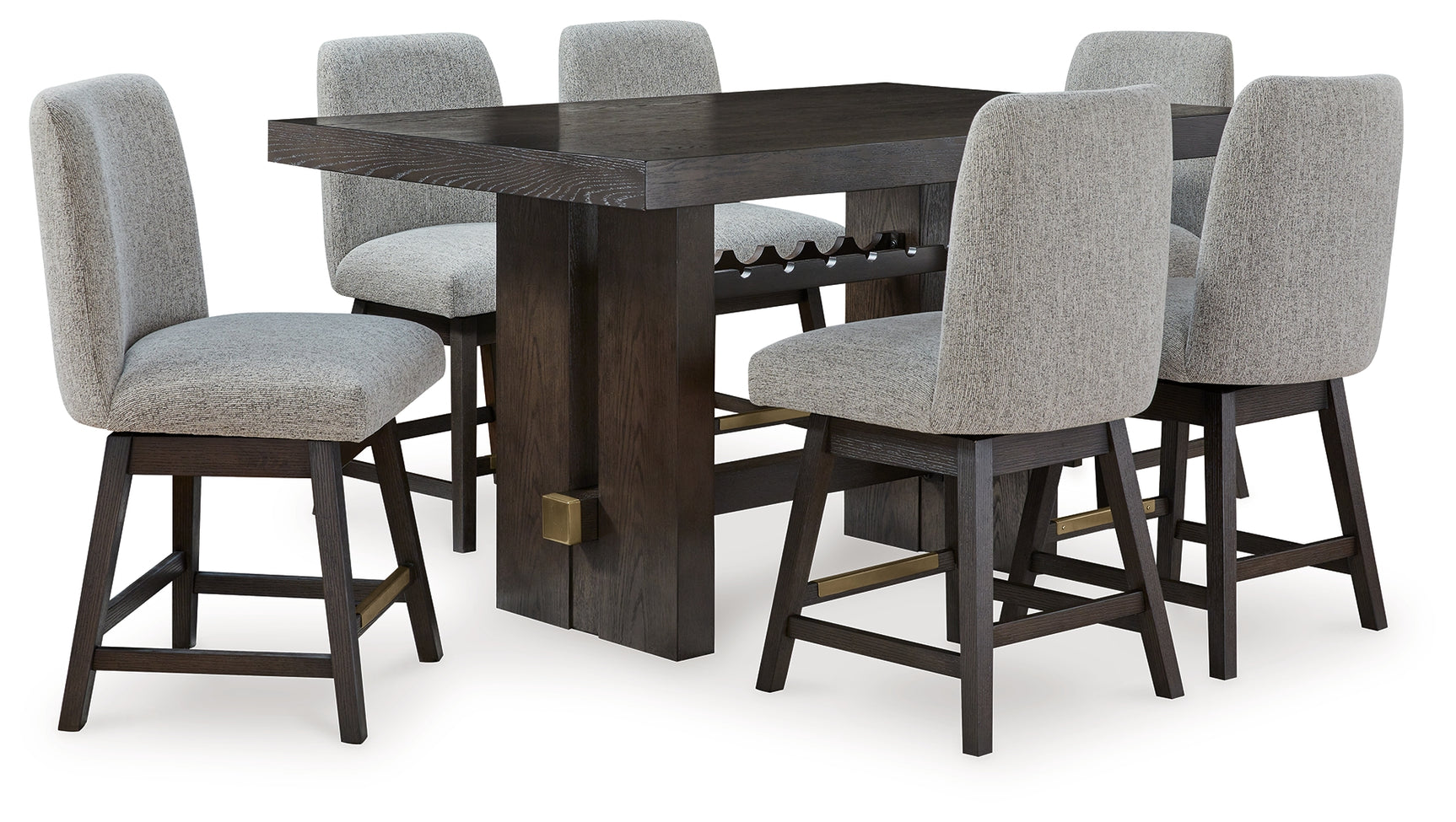 Swatch of dark brown oak-tone finish on Burkhaus dining set