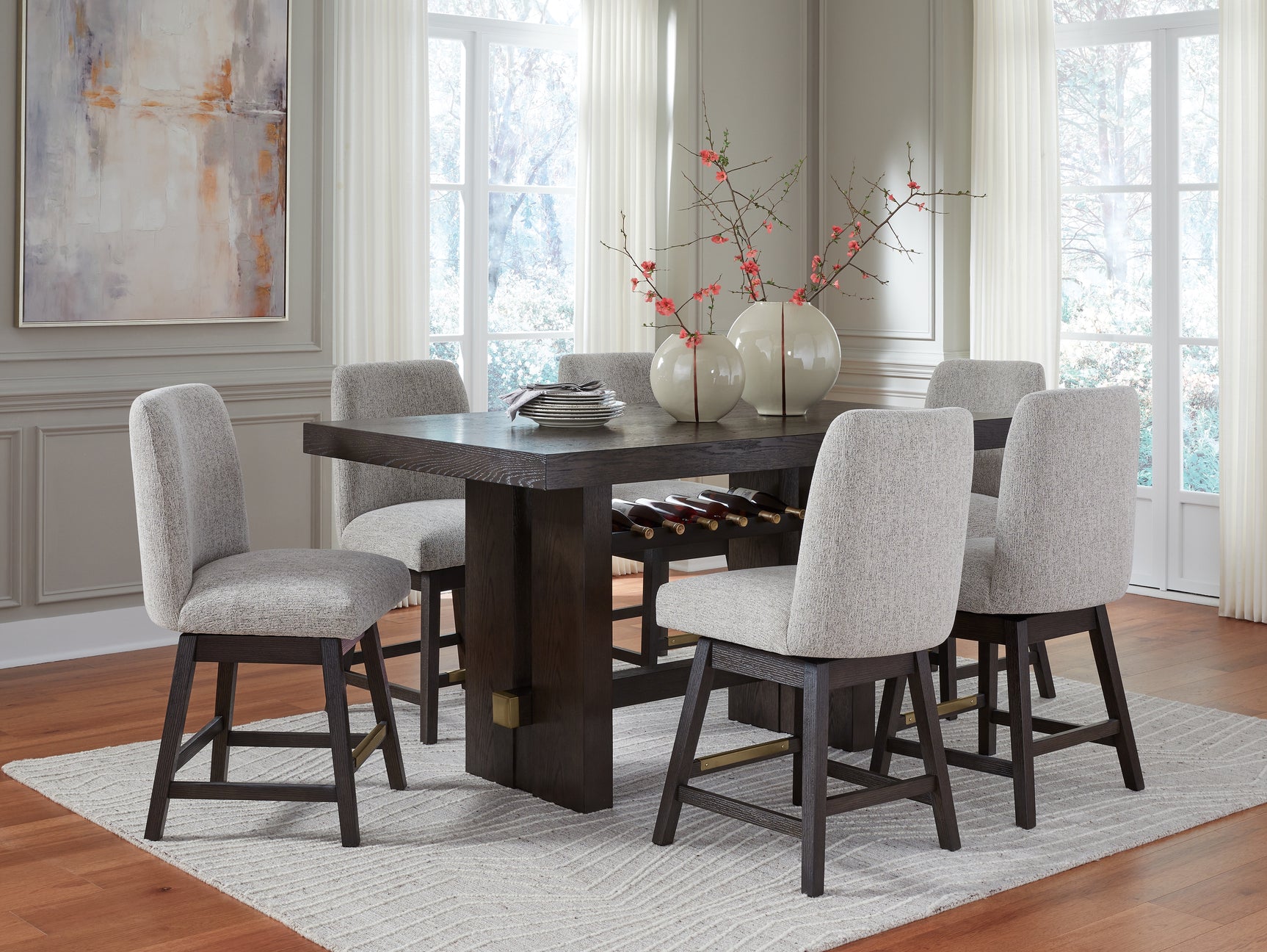 Close-up front view of Burkhaus dining table leg detail