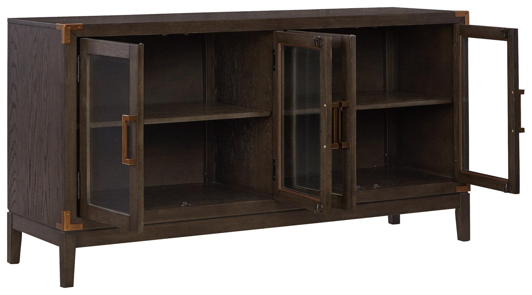 Burkhaus Dark Brown Dining Server angled view with doors open