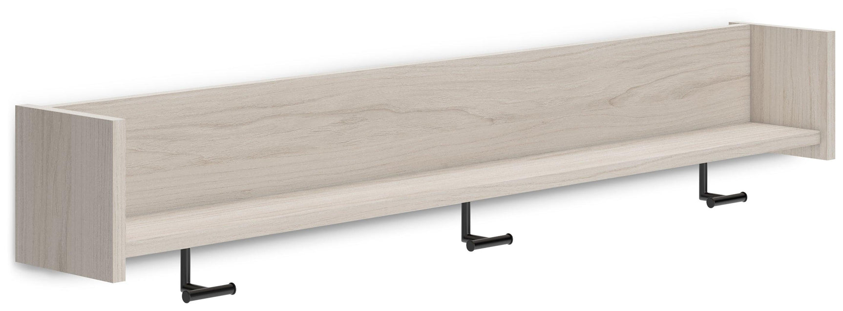 Socalle Light Natural Wall-Mounted Coat Rack with Shelf angled side view
