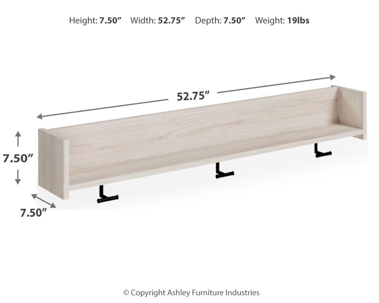Socalle wall-mounted coat rack with shelf dimensions diagram