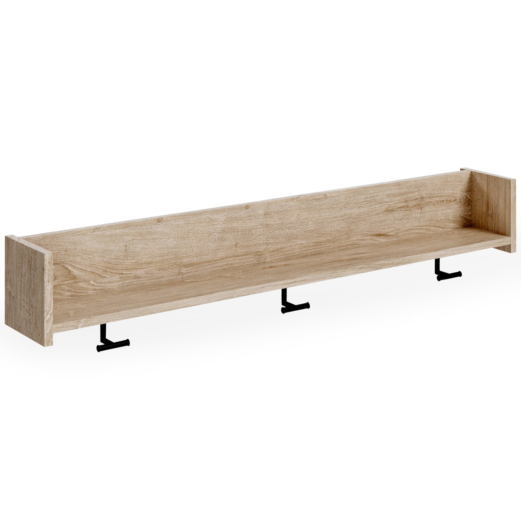 Oliah Natural Wall-Mounted Coat Rack with Shelf angled side view