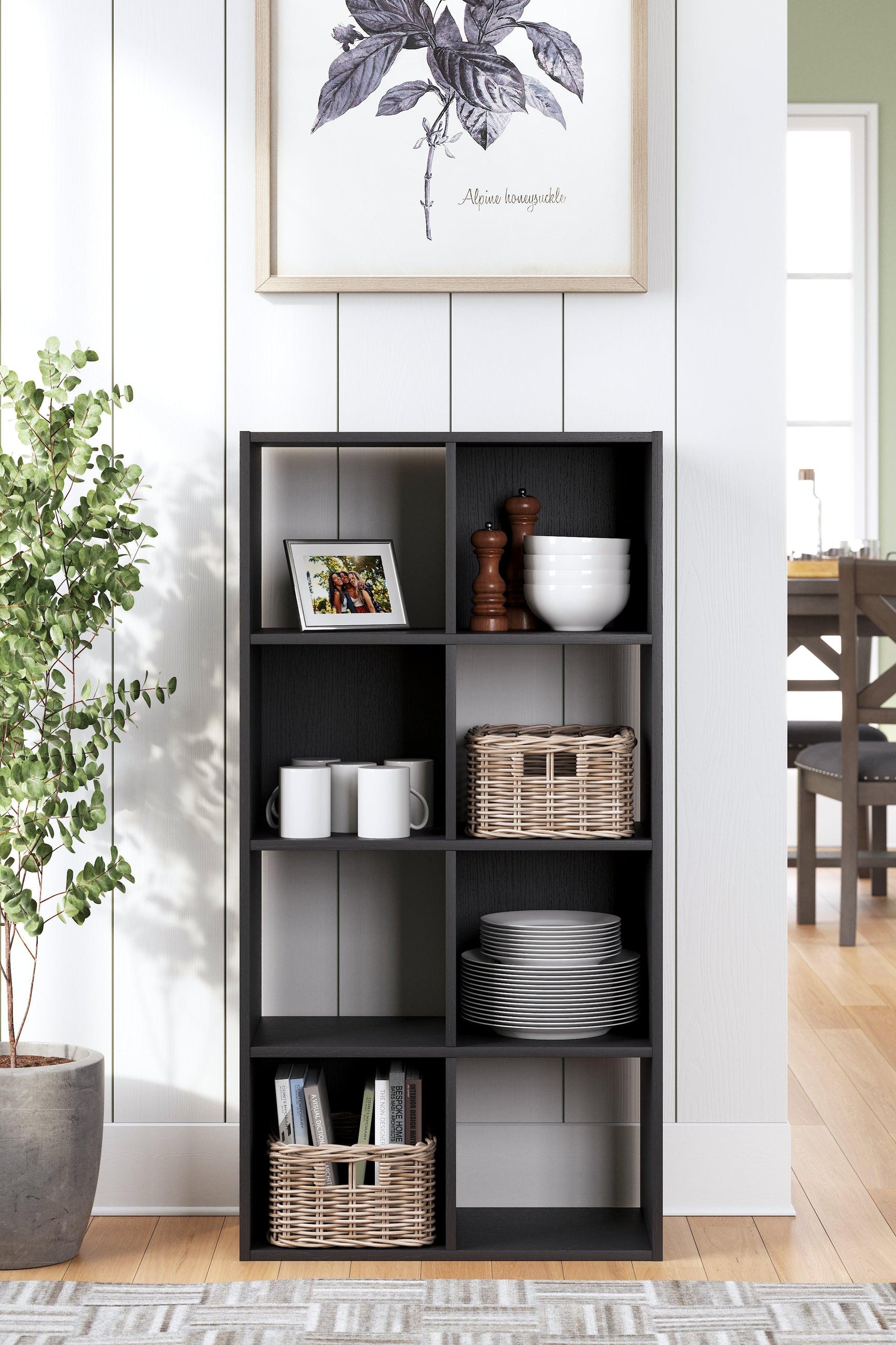 Langdrew Black Eight Cube Organizer - Ella Furniture
