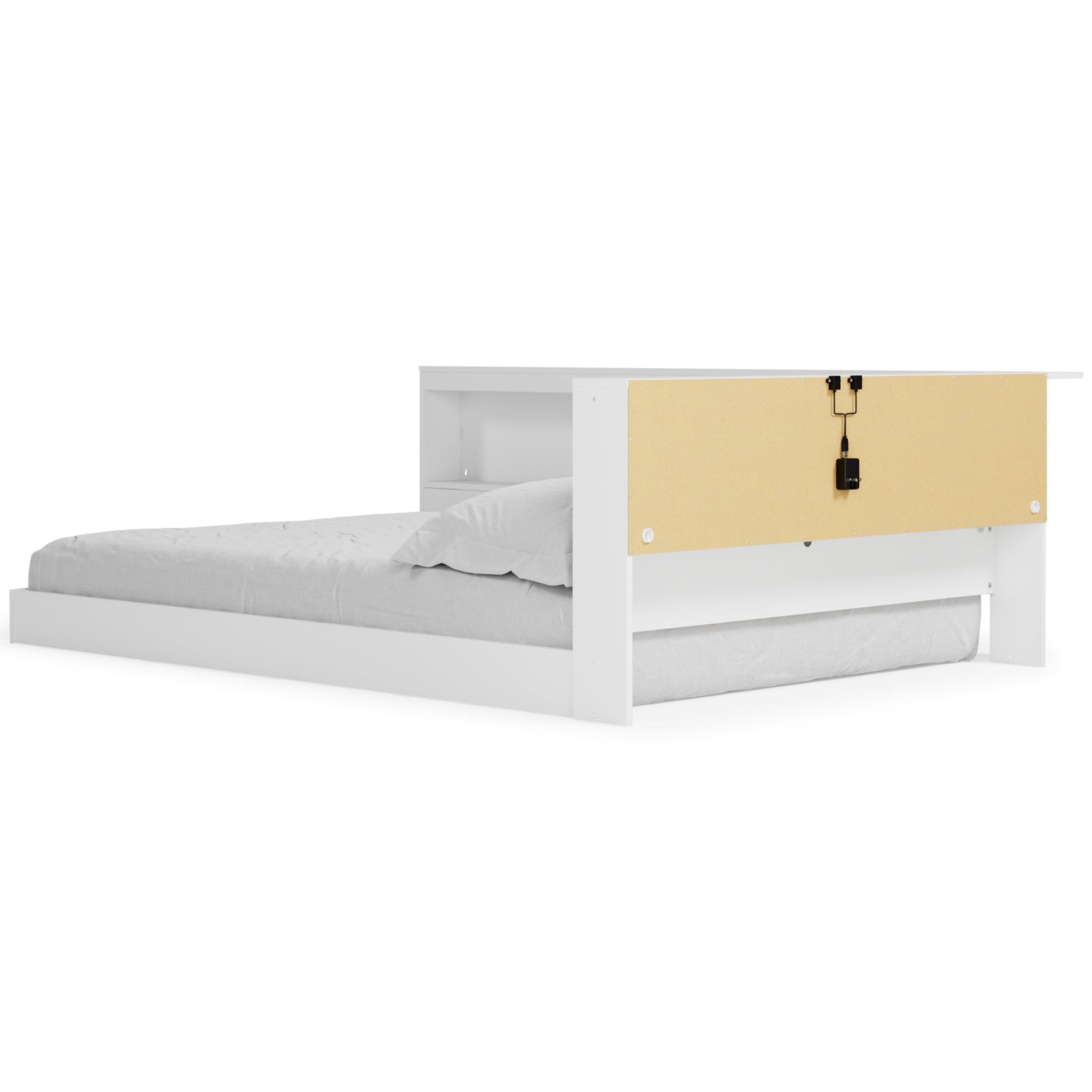 Piperton White Full Bookcase Storage Bed detailed side