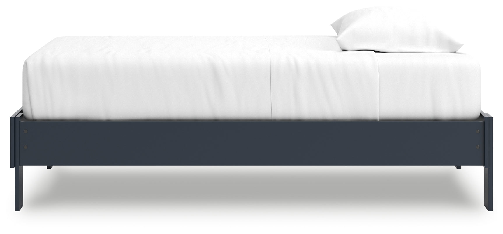 Simmenfort Navy Blue Twin Platform Bed side alternate close-up