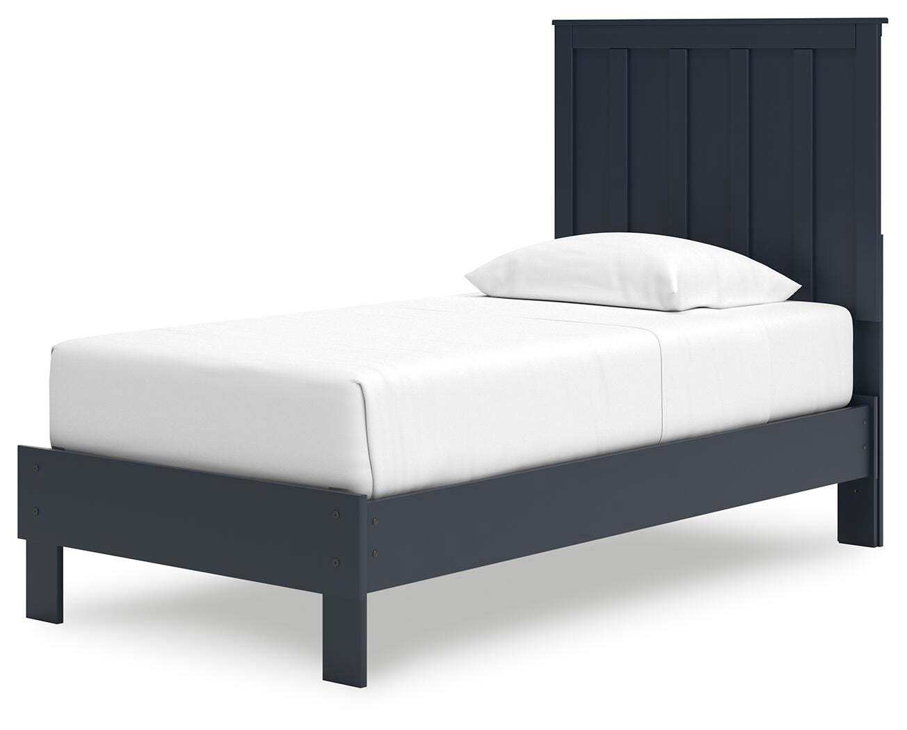 Simmenfort Navy Blue Twin Platform Bed angled view