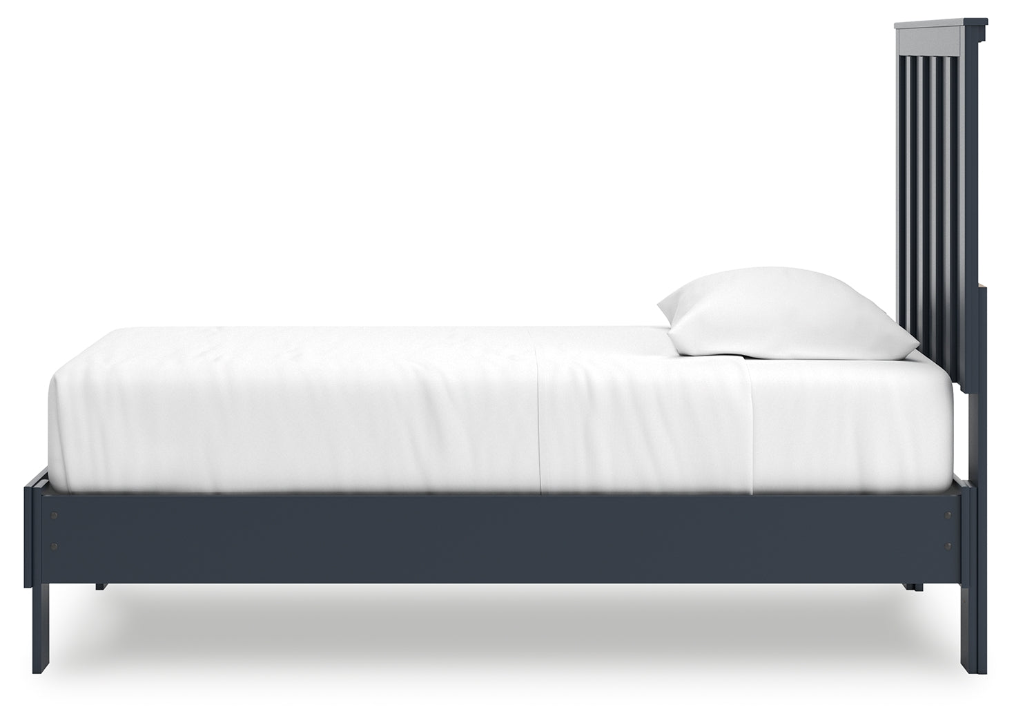 Simmenfort Navy Blue Twin Platform Bed side alternate angle