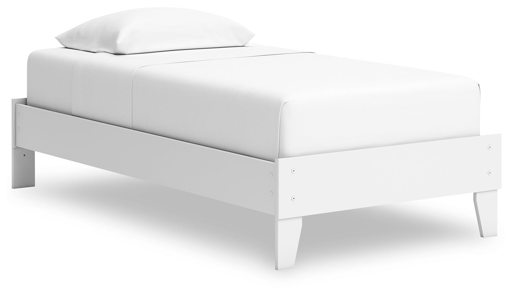 Hallityn Twin Platform Bed side angle view white finish