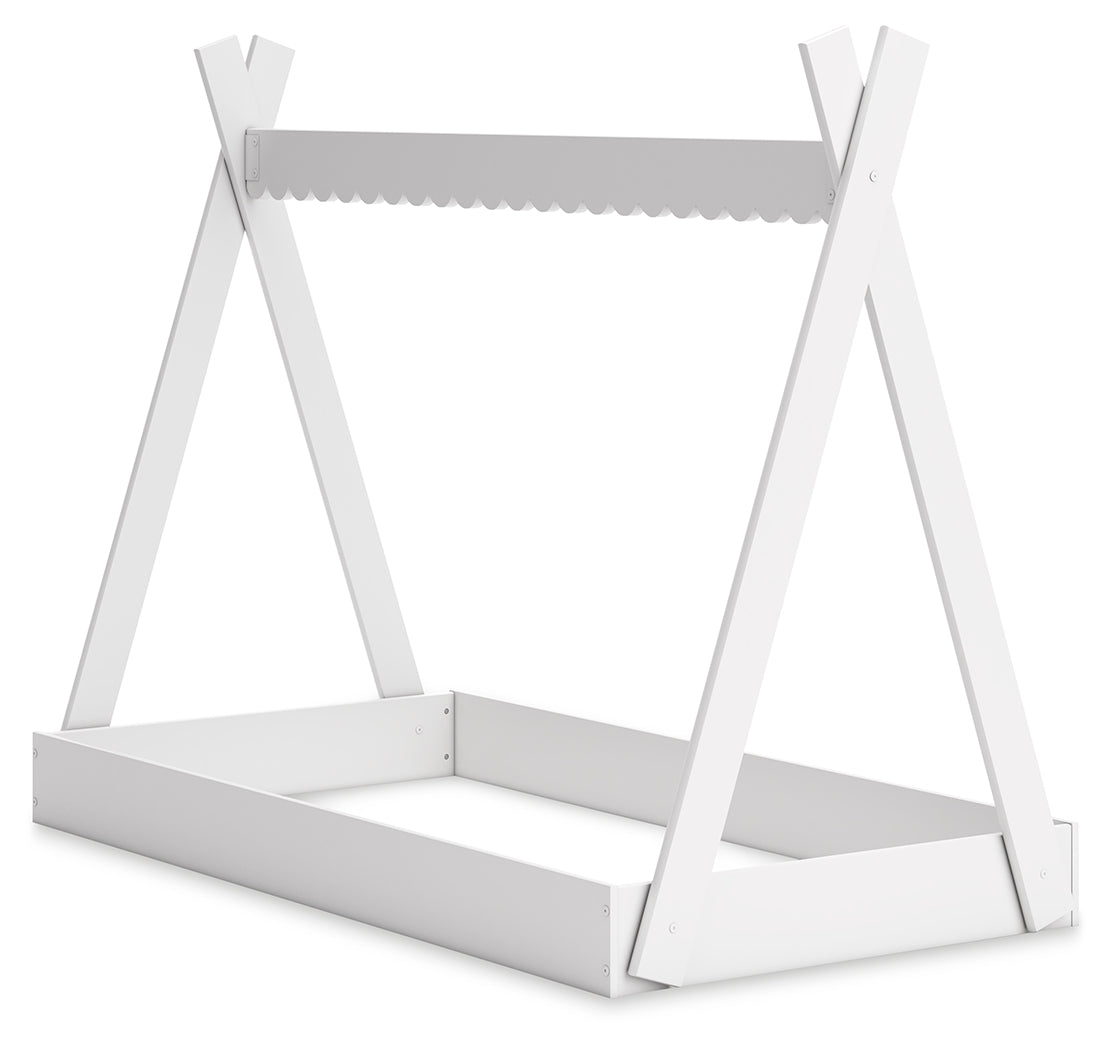 Hallityn White Twin Tent Bed angled view