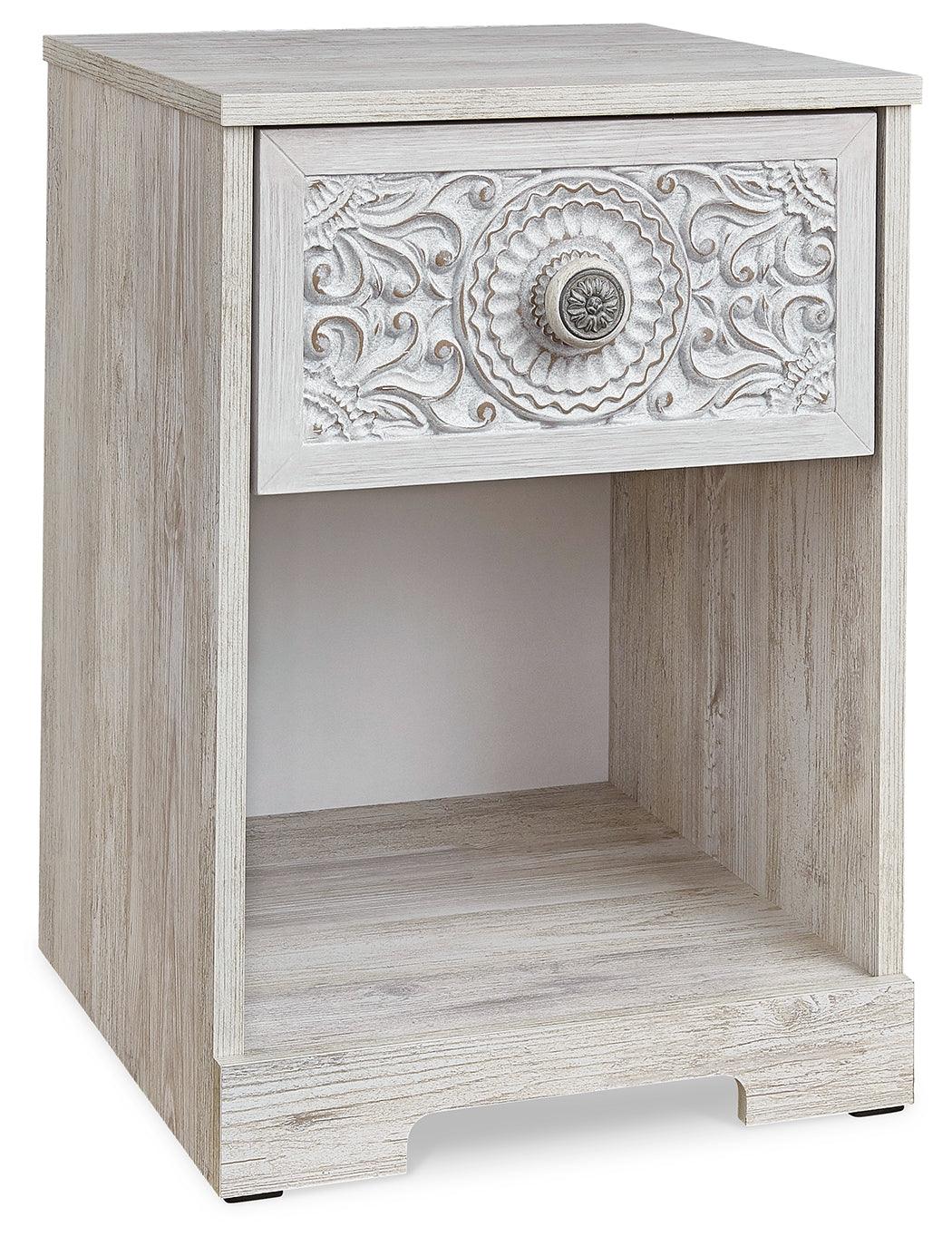 Paxberry Whitewash Nightstand drawer close-up