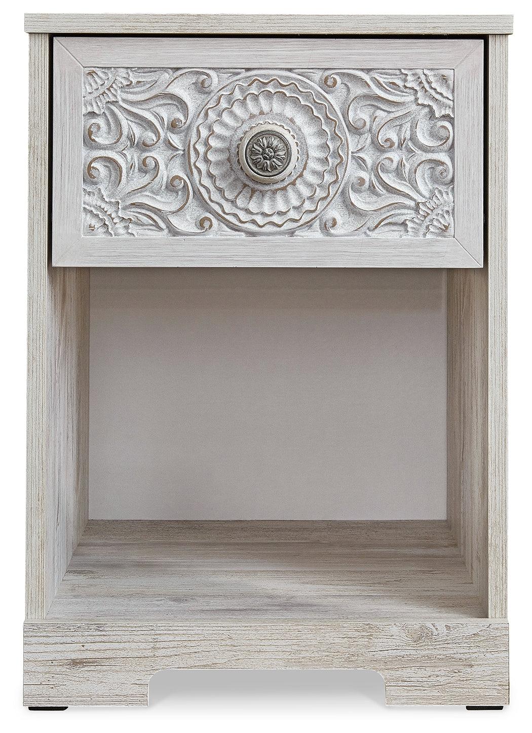 Paxberry Whitewash Nightstand full front view