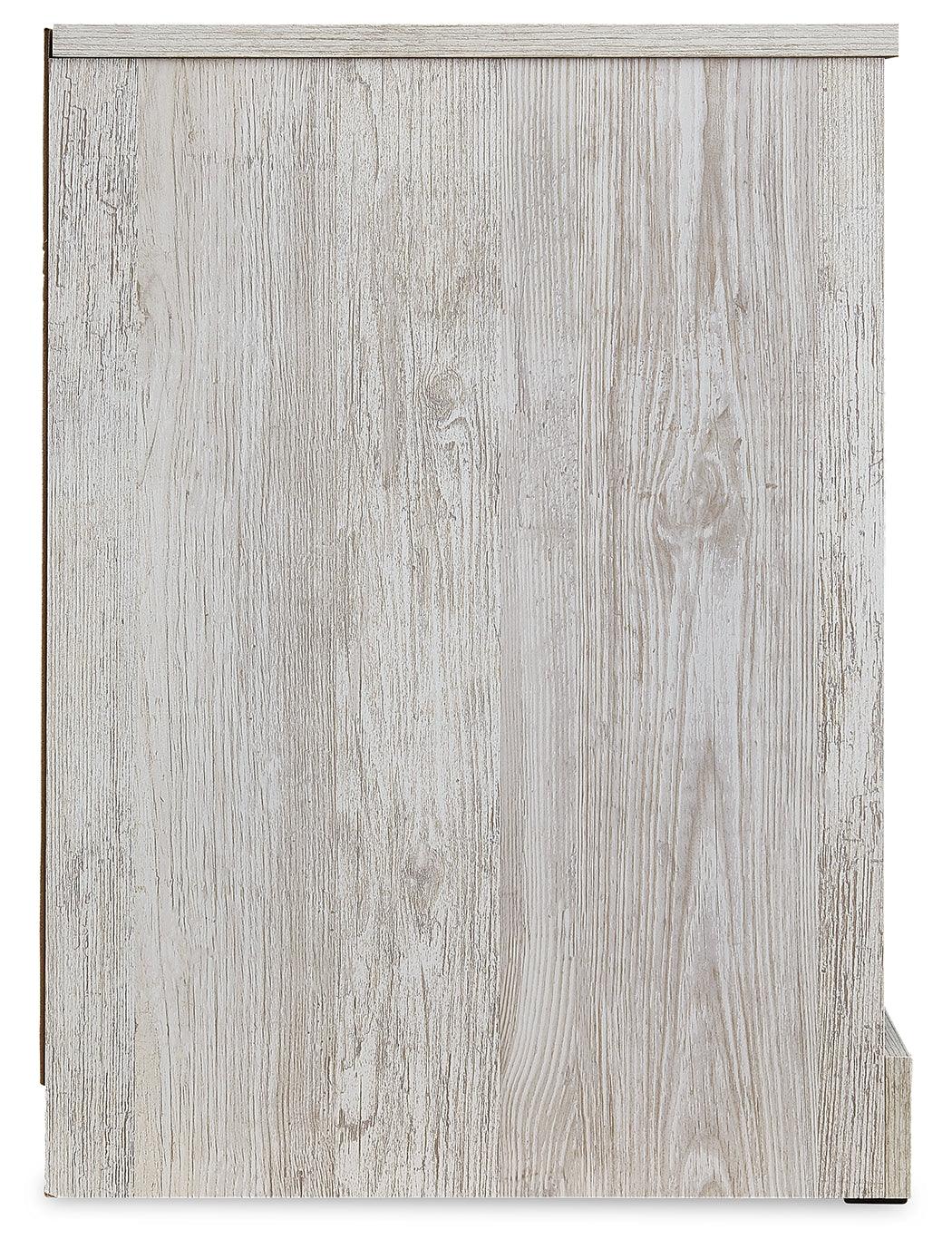 Paxberry Whitewash Nightstand side profile