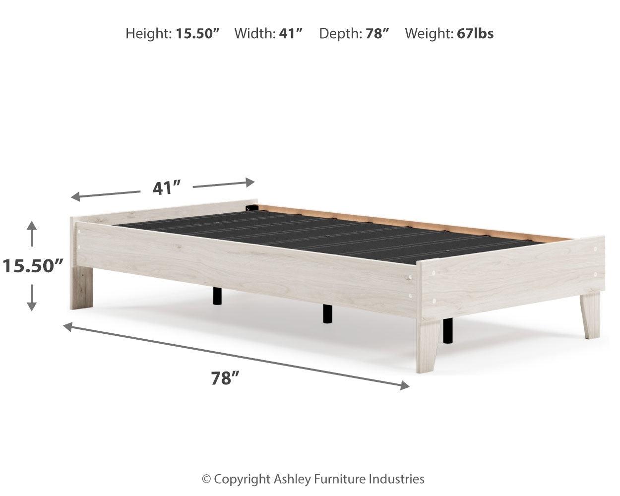 Socalle Light Natural Twin Platform Bed dimension diagram