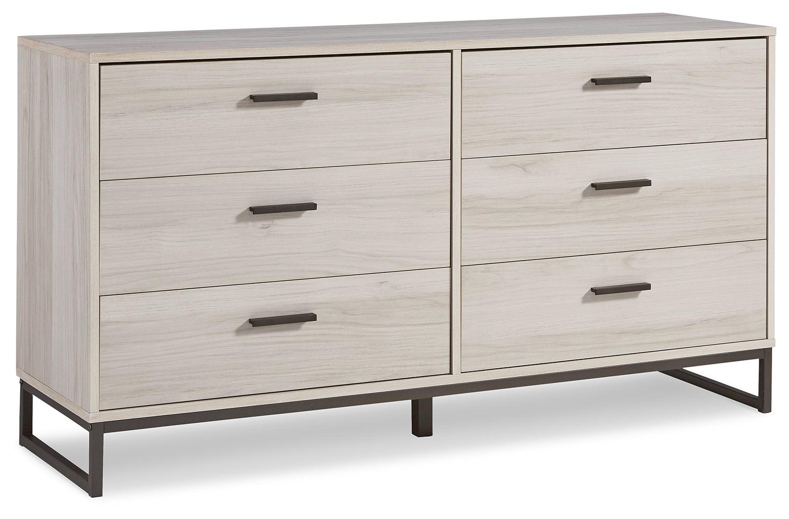 Socalle dresser angled side view showing drawer hardware