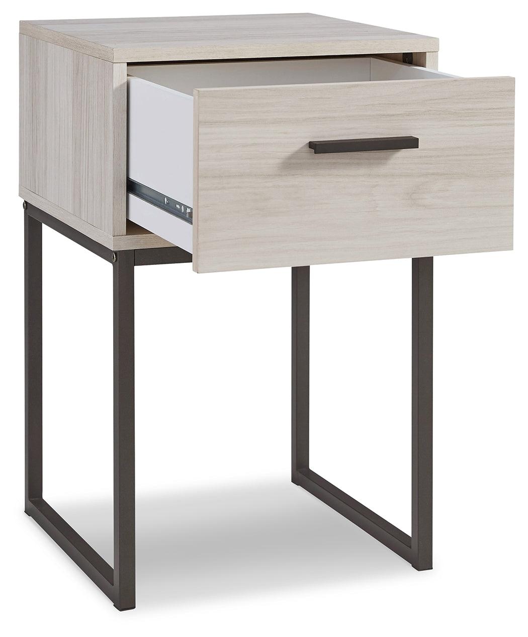 Socalle Light Natural Nightstand drawer open showing storage interior