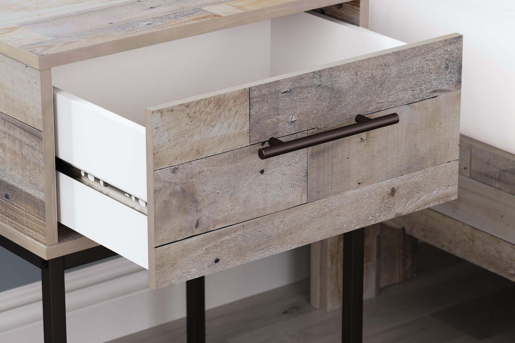 Neilsville Whitewash Nightstand drawer detail