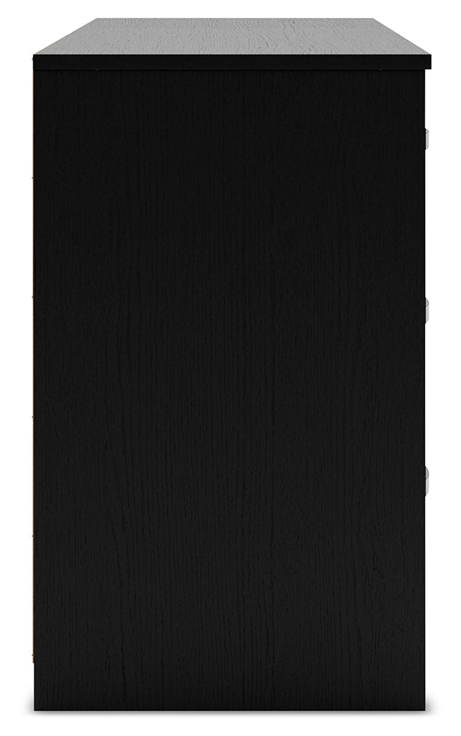 Finch Black 6-Drawer Dresser frontal view
