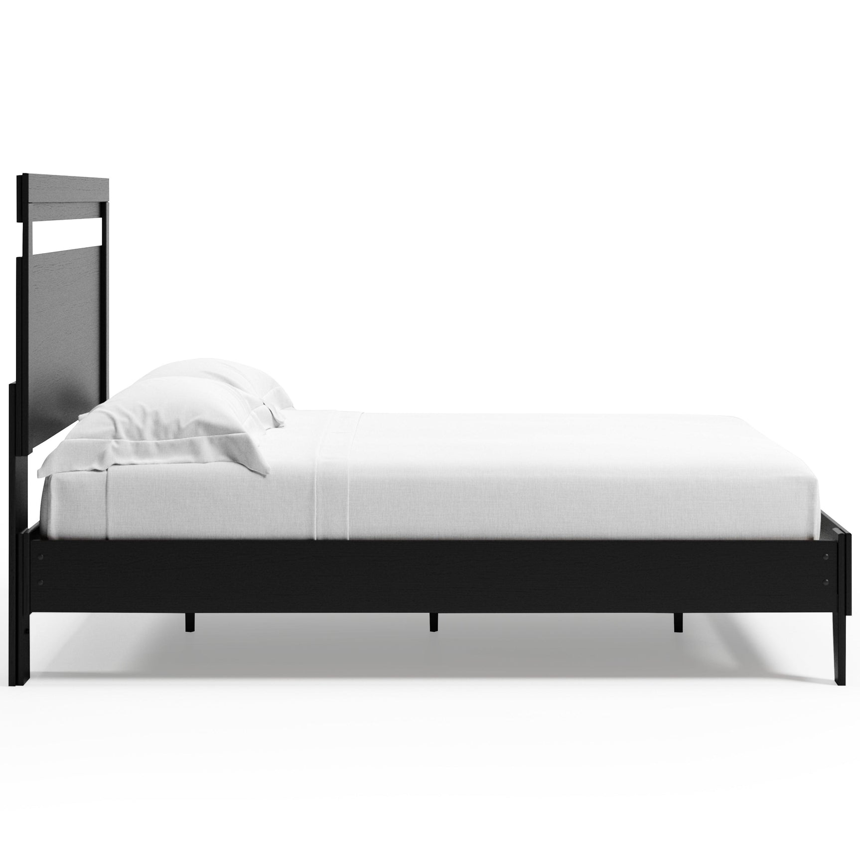 Finch Queen Panel Platform Bed black and brown side view