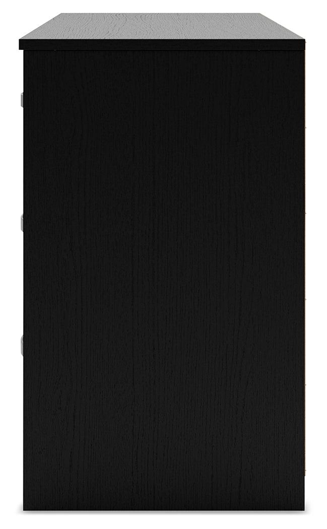 Finch Black 6-Drawer Dresser frontal view