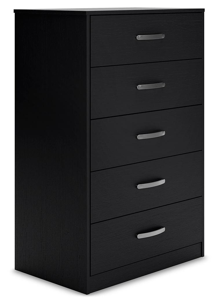 Finch Black Chest of Drawers angled side view