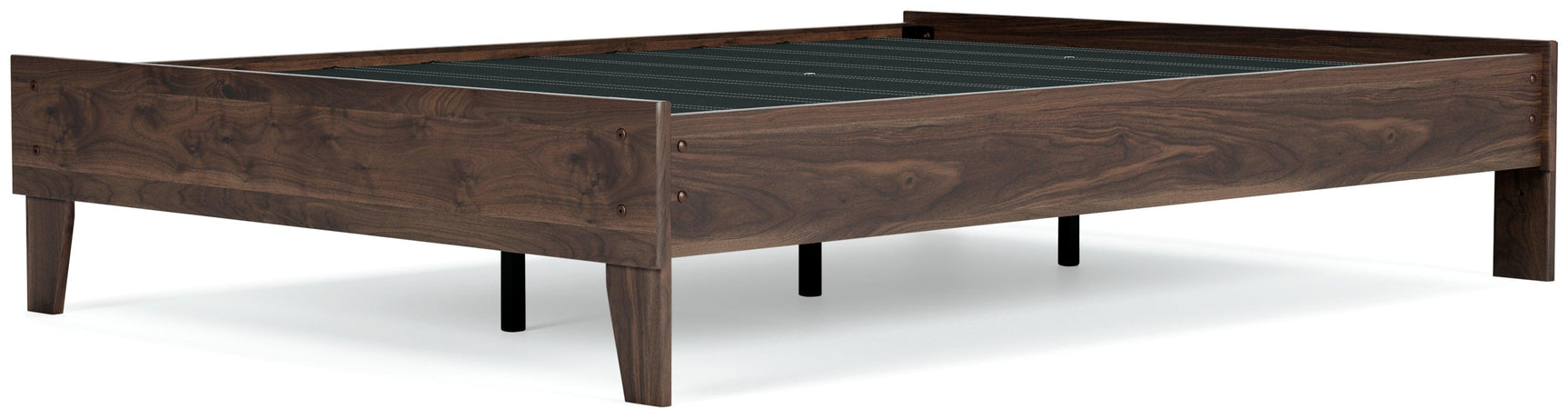 Calverson Mocha Full Size Platform Bed storage drawers open - Ella Furniture