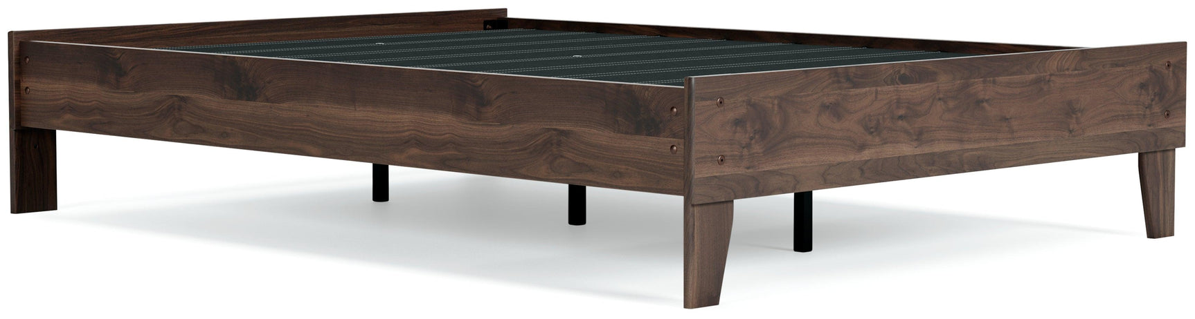 Calverson Mocha Full Size Platform Bed head-on view - Ella Furniture