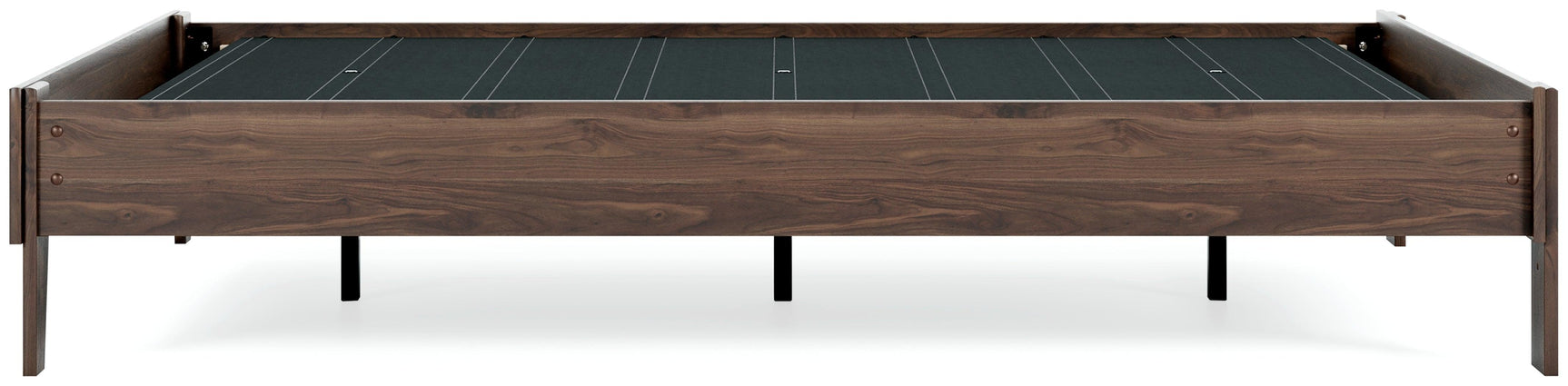 Calverson Mocha Queen Platform Bed, perspective angle with lighting