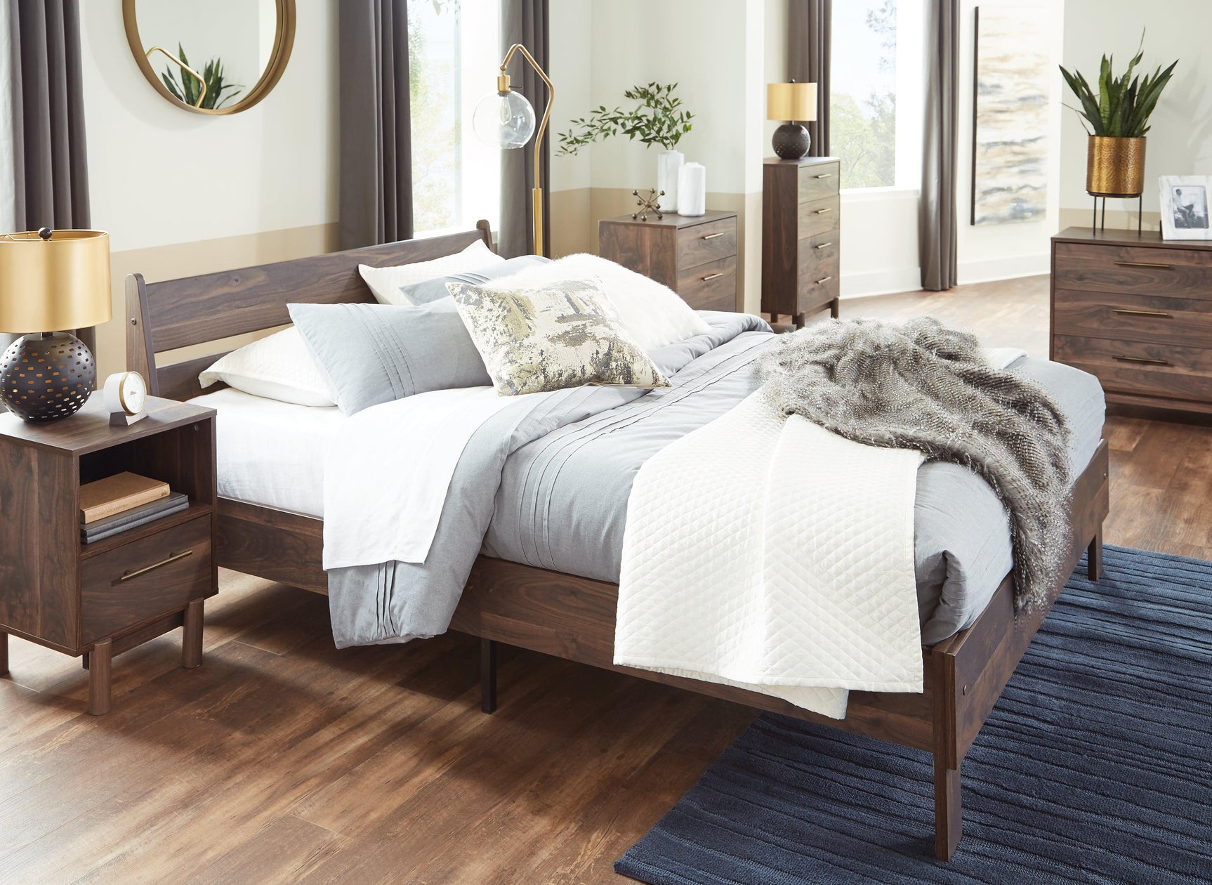 Calverson Mocha Full Panel Platform Bed mood image horizontal