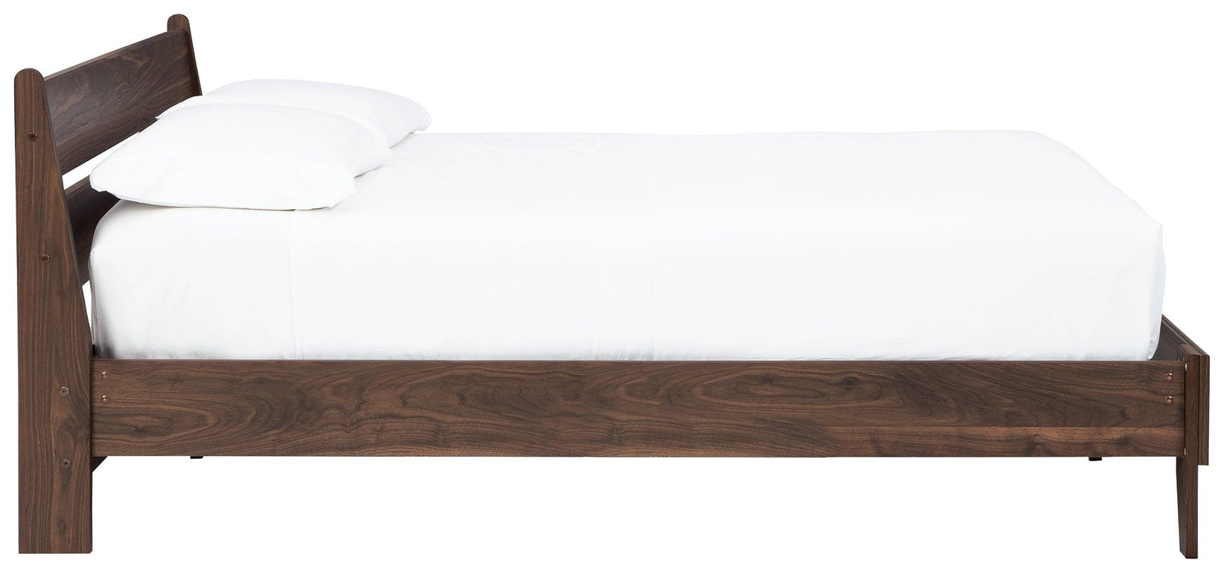 Calverson Mocha Full Panel Platform Bed full view from side