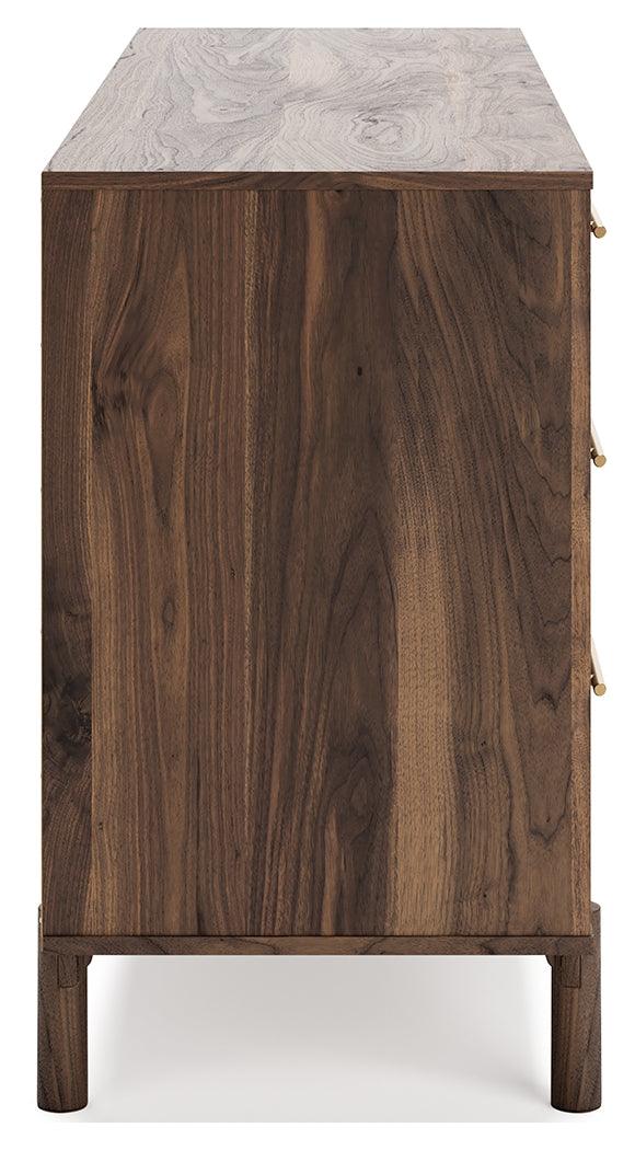 Calverson Mocha Dresser rear side view