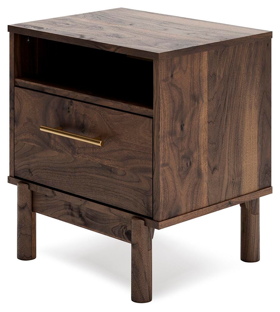 Calverson Mocha Nightstand angled view