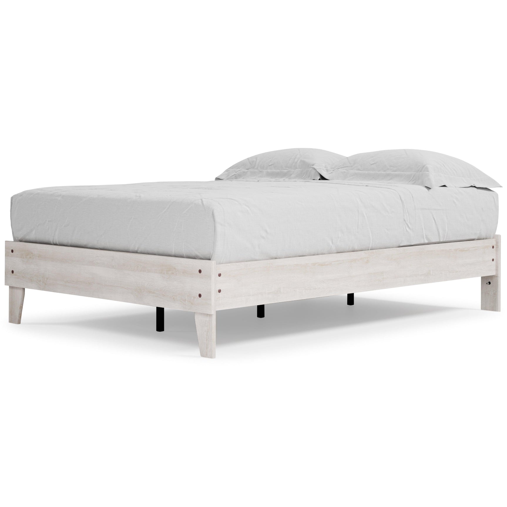 Shawburn Whitewash Full Platform Bed - alternative side angle