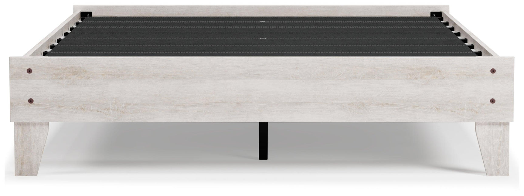 Shawburn Whitewash Queen Platform Bed top corner close-up