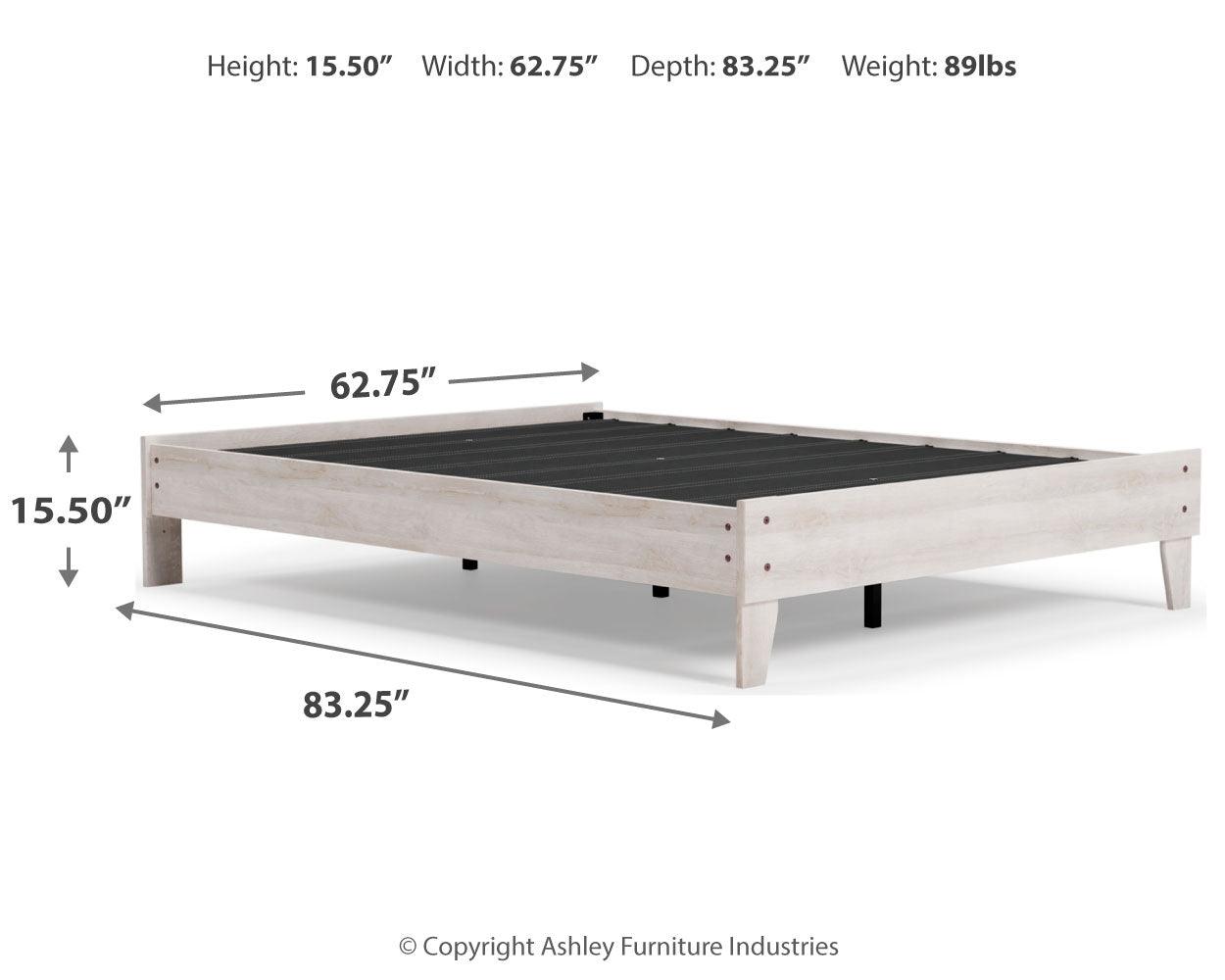 Shawburn Whitewash Queen Platform Bed side profile
