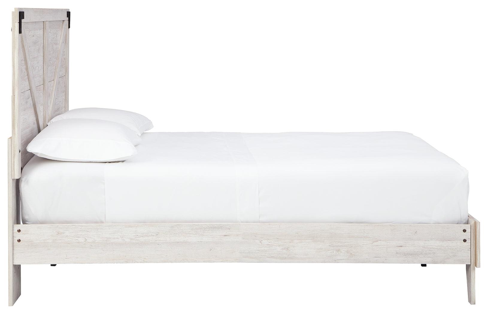 Lifestyle image of Shawburn Queen Crossbuck Panel Platform Bed in bedroom setting