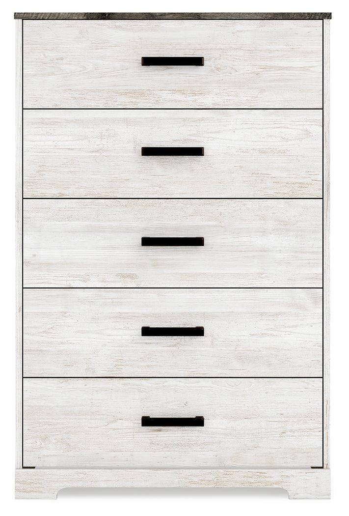 Shawburn chest of drawers head-on shot showing two-tone finish