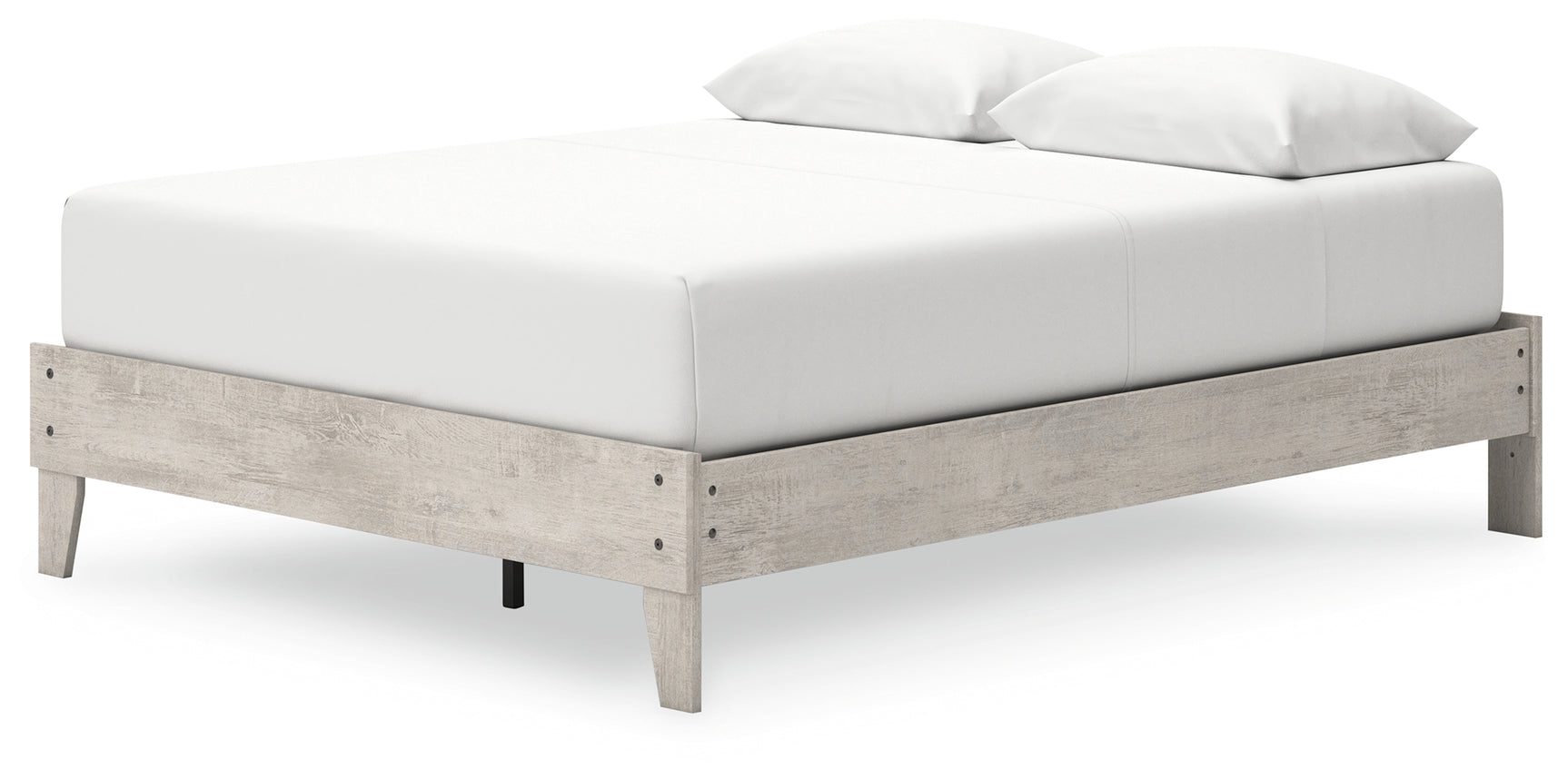 Shawburn Whitewash Queen Platform Bed showing front angle